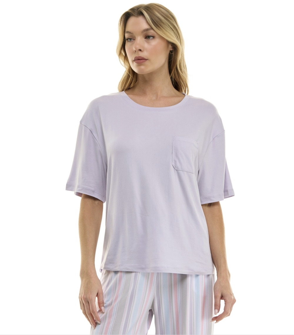 Roudelain Women Drop Shoulder Crewneck Sleep Tee Purple Heather Size M